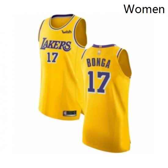 Womens Los Angeles Lakers 17 Isaac Bonga Authentic Gold Basketball Jersey Icon Edition
